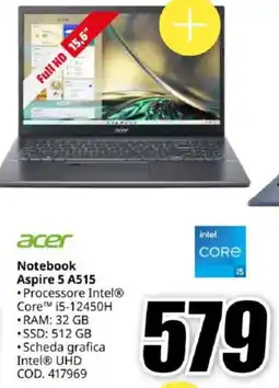 MediaWorld acer Notebook Aspire 5 A515 offerta