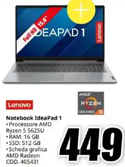 MediaWorld Lenovo Notebook IdeaPad 1 offerta
