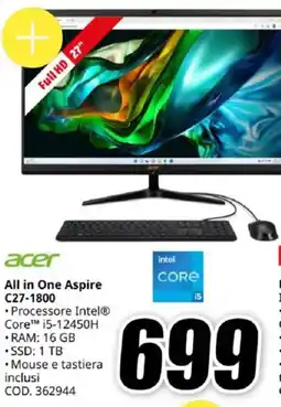 MediaWorld acer All in One Aspire C27-1800 offerta