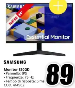 MediaWorld SAMSUNG Monitor S30GD offerta