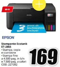 MediaWorld EPSON Stampante Ecotank ET-2865 offerta