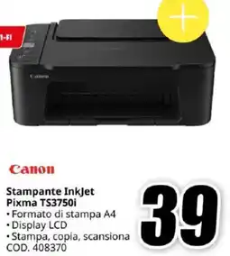 MediaWorld Canon Stampante InkJet Pixma TS3750i offerta