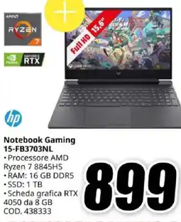 MediaWorld hp Notebook Gaming 15-FB3703NL offerta