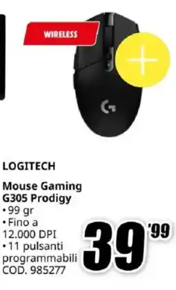 MediaWorld LOGITECH Mouse Gaming G305 Prodigy offerta