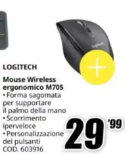 MediaWorld LOGITECH Mouse Wireless ergonomico M705 offerta