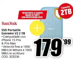 MediaWorld SanDisk SSD Portatile Extreme V2 2 TB offerta