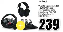 MediaWorld logitech Volante e pedaliera G29 + Cuffie Wireless offerta
