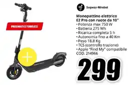 MediaWorld Monopattino elettrico E2 Pro con ruote da 10" offerta