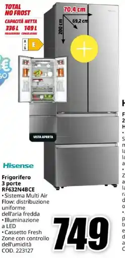 MediaWorld Hisense Frigorifero 3 porte RF632N4BCE offerta