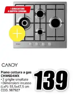 MediaWorld CANDY Piano cottura a gas CHW6D4WX offerta