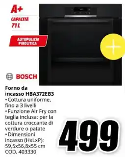 MediaWorld BOSCH Forno da incasso HBA372EB3 offerta
