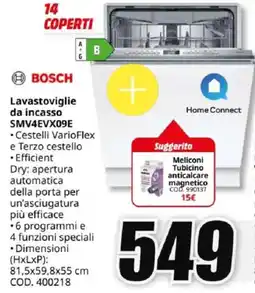 MediaWorld BOSCH Lavastoviglie da incasso SMV4EVX09E offerta
