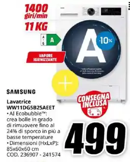 MediaWorld SAMSUNG Lavatrice WW11DG5B25AEET offerta