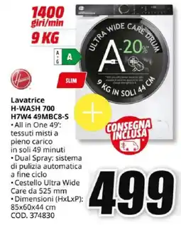 MediaWorld HOOVER Lavatrice H-WASH 700 H7W4 49MBC8-S offerta