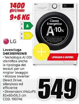 MediaWorld LG Lavasciuga D4R3009NSWB offerta