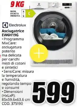 MediaWorld Electrolux Asciugatrice EW6H19G offerta