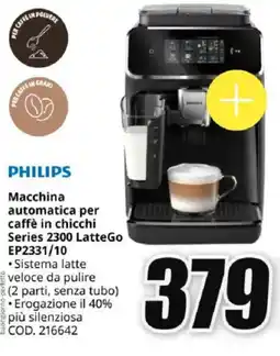 MediaWorld PHILIPS Macchina automatica per caffè in chicchi Series 2300 LatteGo EP2331/10 offerta