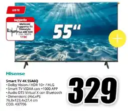 MediaWorld Hisense Smart TV 4K 55A6Q offerta