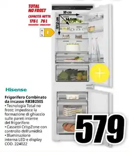 MediaWorld Hisense Frigorifero Combinato da incasso RB3B250S offerta