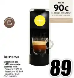 MediaWorld NESPRESSO Macchina per caffè in capsule Essenza Mini offerta