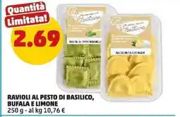 PENNY Ravioli al pesto di basilico, BUFALA E LIMONE offerta
