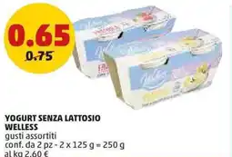 PENNY Yogurt senza lattosio welless gusti assortiti conf. da 2 pz offerta