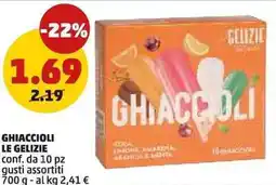 PENNY Ghiaccioli LE GELIZIE conf. da 10 pz gusti assortiti offerta