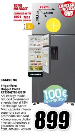 MediaWorld SAMSUNG Frigorifero Doppia Porta RT53DG7B1459EF offerta