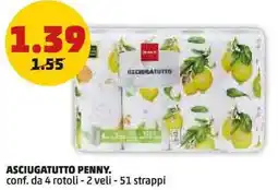 PENNY Asciugatutto PENNY conf. da 4 rotoli - 2 veli - 51 strappi offerta
