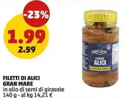 PENNY FILETTI DI ALICI GRAN MARE in olio di semi di girasole offerta