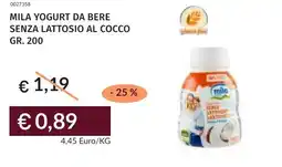 Prezzemolo e Vitale Mila yogurt da bere senza lattosio al cocco offerta