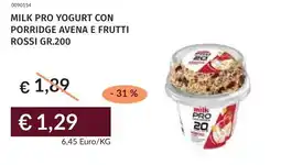 Prezzemolo e Vitale Milk pro yogurt con porridge avena e frutti rossi offerta