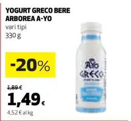 Coop YOGURT GRECO BERE ARBOREA A-YO offerta