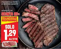Panorama Fracosta a fette di bovino adulto offerta
