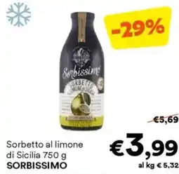 Unes Sorbetto al limone di Sicilia SORBISSIMO offerta