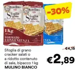 Unes Sfoglia di grano cracker salati o a ridotto contenuto di sale, bipacco MULINO BIANCO offerta
