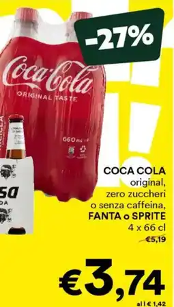 Unes COCA COLA original, zero zuccheri o senza caffeina, FANTA O SPRITE offerta