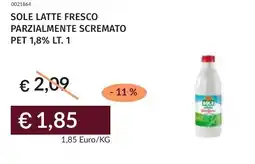 Prezzemolo e Vitale Sole latte fresco parzialmente scremato pet 1,8% offerta