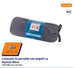 Action Lenzuolo in percalle con angoli La Maison Rêve vari tipi offerta