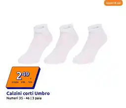 Action Calzini corti Umbro Numeri | 3 paia offerta