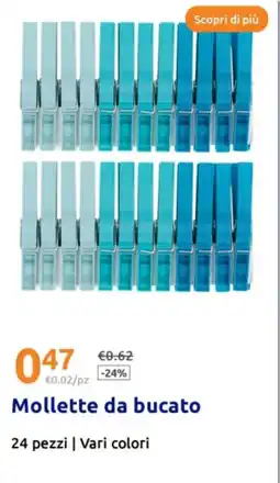 Action Mollette da bucato 24 pezzi vari colori offerta