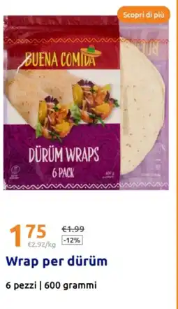 Action Wrap per dürüm 6 pezzi | 600 grammi offerta