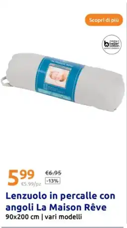 Action Lenzuolo in percalle con angoli La Maison Rêve vari modelli offerta