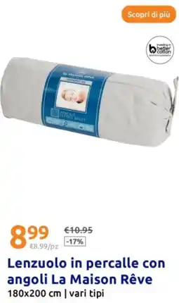 Action Lenzuolo in percalle con angoli La Maison Rêve vari tipi offerta