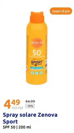 Action Spray solare Zenova Sport SPF 50 offerta