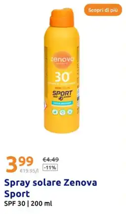 Action Spray solare Zenova Sport SPF 30 offerta