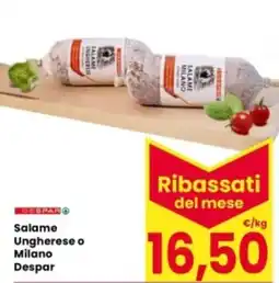 Interspar Salame Ungherese o Milano Despar offerta
