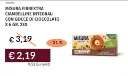 Prezzemolo e Vitale Misura fibrextra ciambelline integrali con gocce di cioccolato offerta