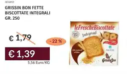 Prezzemolo e Vitale Grissin bon fette biscottate integrali offerta