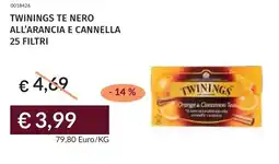 Prezzemolo e Vitale Twinings te nero all'arancia e cannella 25 filtri offerta